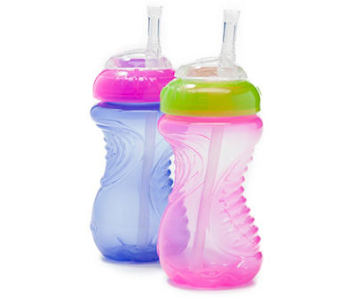 Nuby No-Spill Flex Straw Cups, 2-Pack