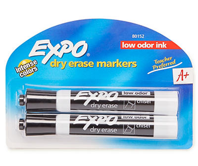 Black Chisel Tip Dry Erase Markers, 2-Pack
