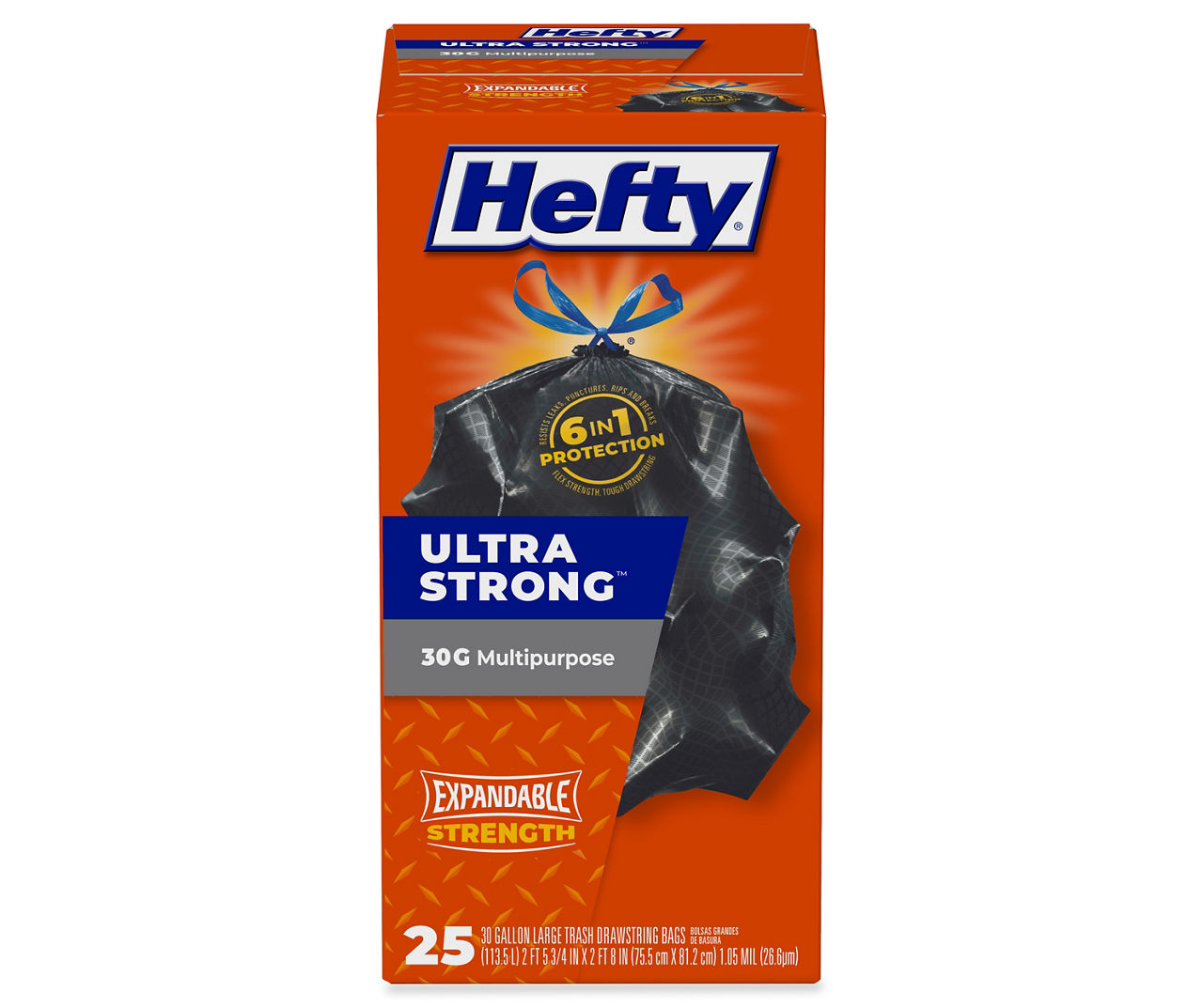 Hefty Hefty Ultra Strong 30 Gallon Multipurpose Drawstring 25 Ct Box Big Lots 0459