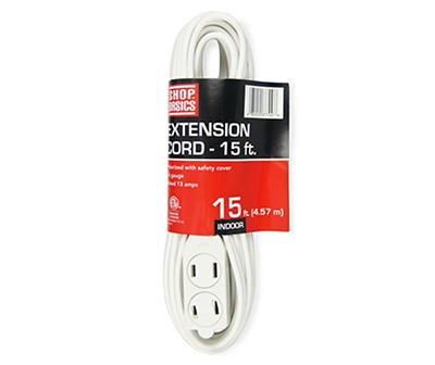15' Indoor White Extension Cord
