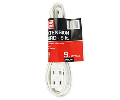 9' Indoor White Extension Cord