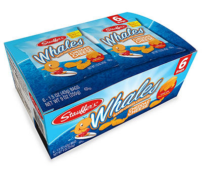Whales Baked Cheddar Crackers, 6-Pack