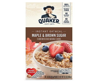 Quaker Instant Oatmeal Maple and Brown Sugar Flavor 1.51 Oz Oz 10 Count