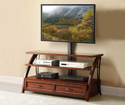 50" Mount Wood TV Stand TV Room View