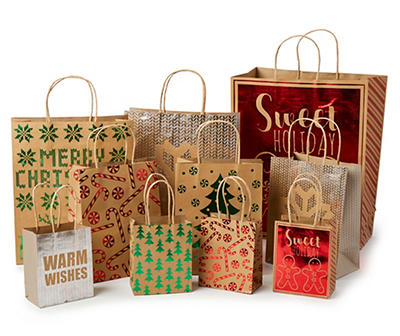 10" x 14" Christmas Design Silver Snowflake Sweet Paper Bags Gift Party Bags 