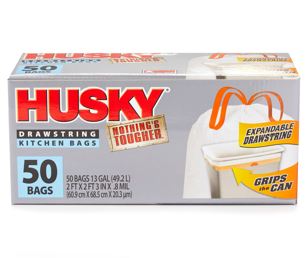 Husky 13-Gallon Drawstring Kitchen Bags, 50-Count