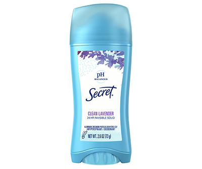 Secret Invisible Solid Antiperspirant and Deodorant, Clean Lavender, 2.6 oz