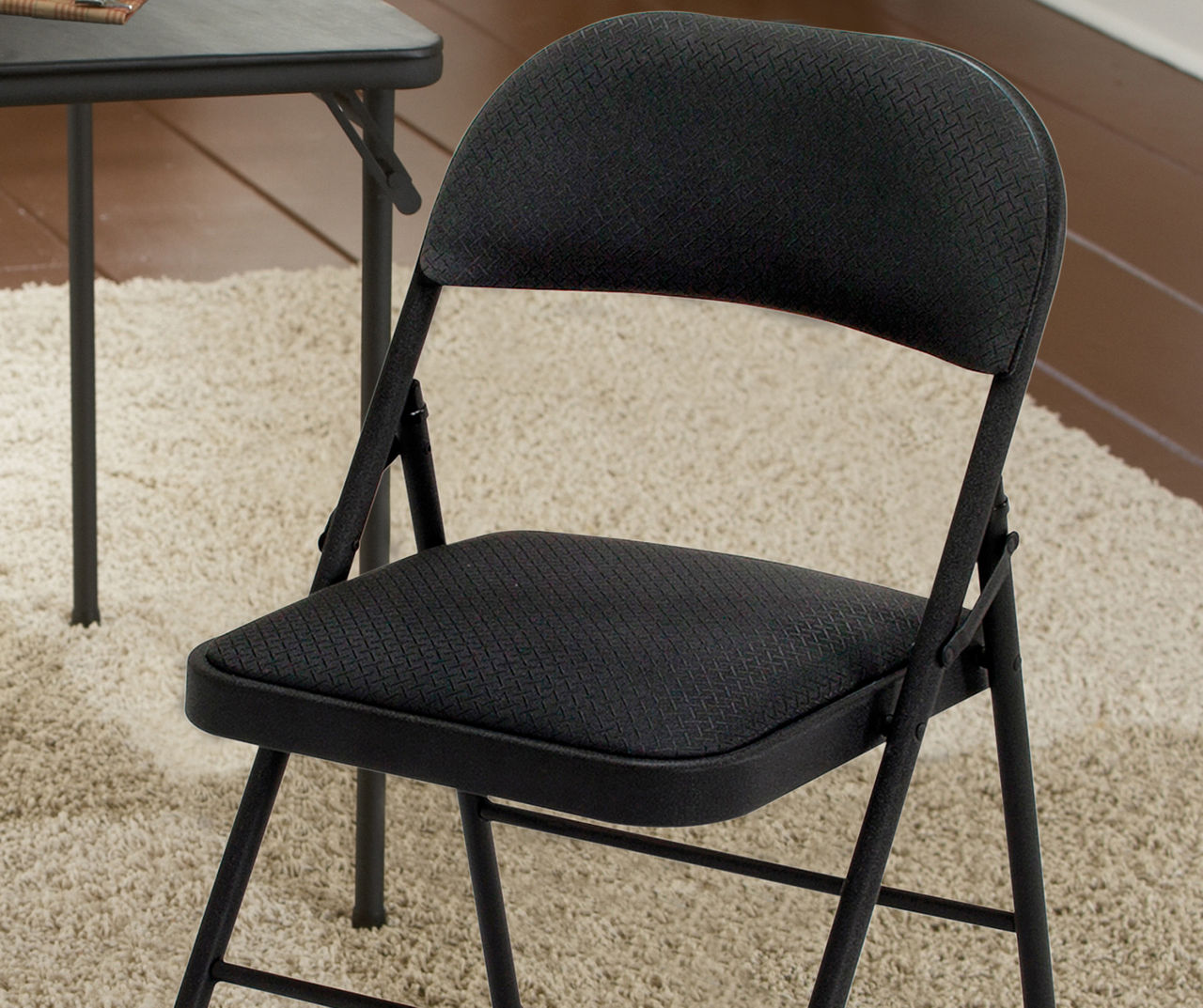 SUGIFT Upholstered Padded Folding Chair (4 Pack), Black 