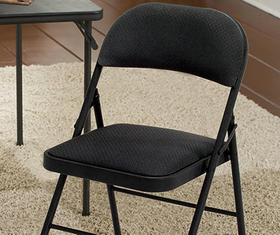 Black Padded Fabric Folding Chair
