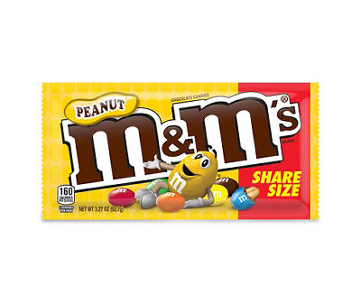 M&M's, Peanut Milk Chocolate Candy, Sharing Size, 3.27 Oz