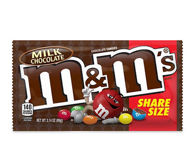M&M's, Milk Chocolate Candy, Sharing Size, 3.14 Oz