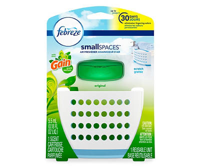 Febreze Small Spaces Air Freshener Starter Kit with Gain Original Scent, Includes One Reusable Unit and One Scent Cartridge
