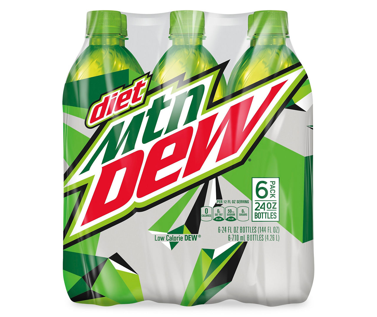 Mountain Dew Diet Mtn Dew Low Calorie DEW Soda Citrus 24 Fl Oz 6 Count ...