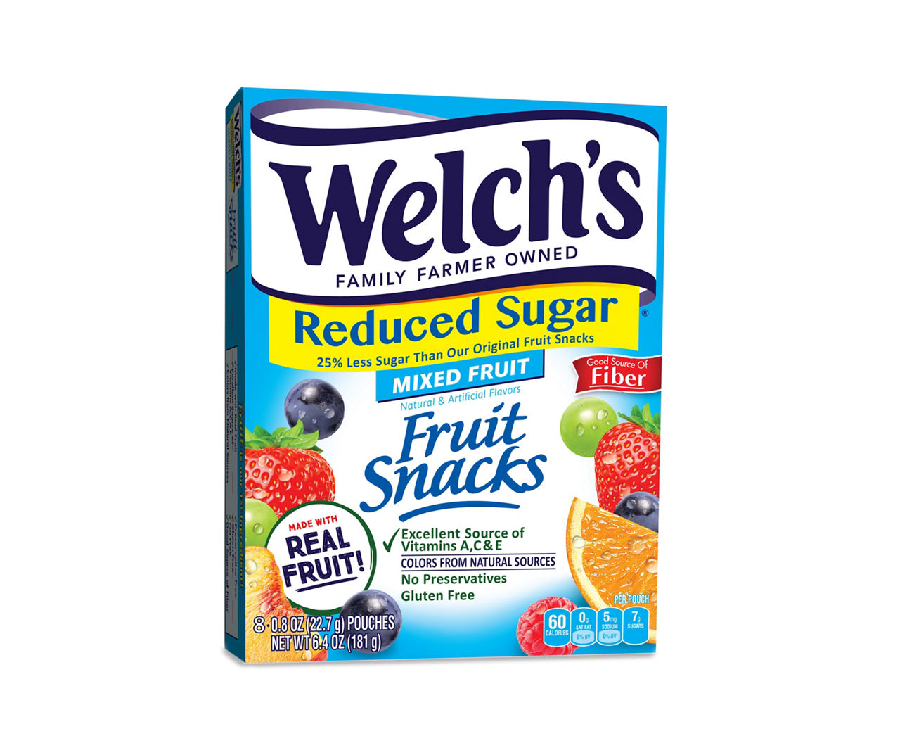 Welch's Welch's Fruit Snacks, Reduced Sugar Mixed Fruit, 0.8 Ounces, 8