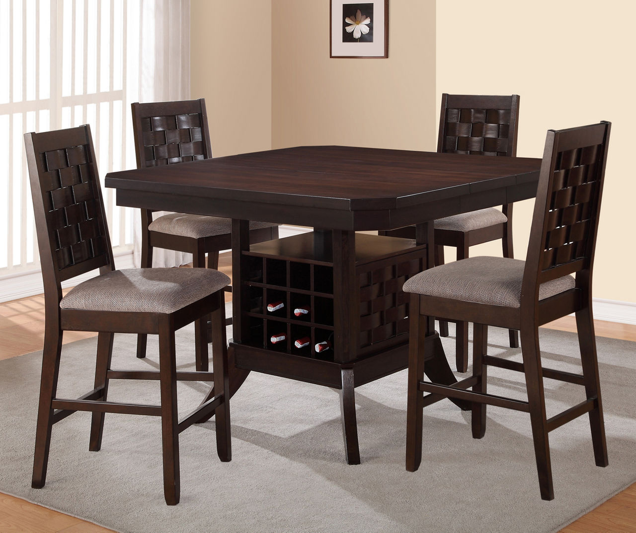 Dining Table With Wine Rack And Chairs