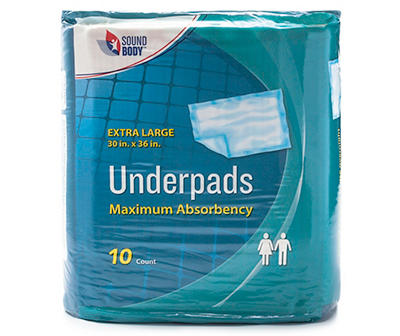 Extra Large Maximum Absorbency Underpads, 10-Count