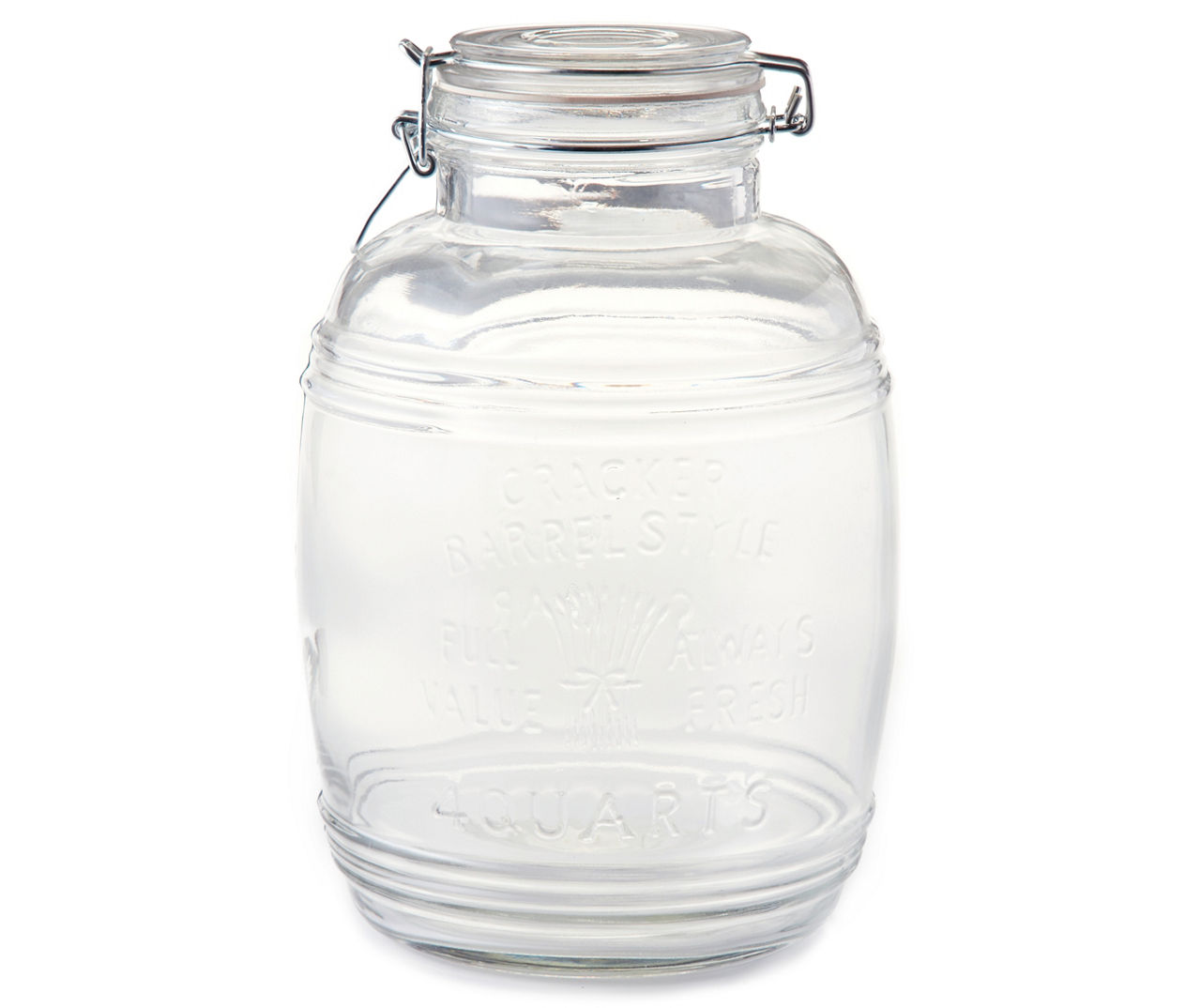 Circleware Embossed Glass 4-Quart Canister with Hermetic Lid
