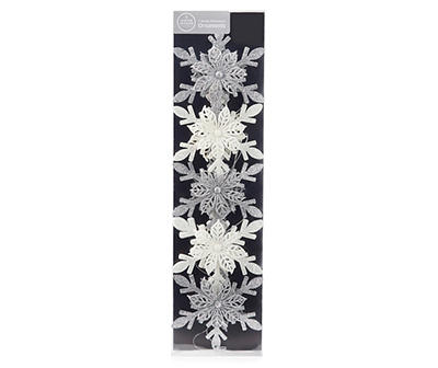 Silver & White Snowflake 5-Count Shatterproof Ornament Set
