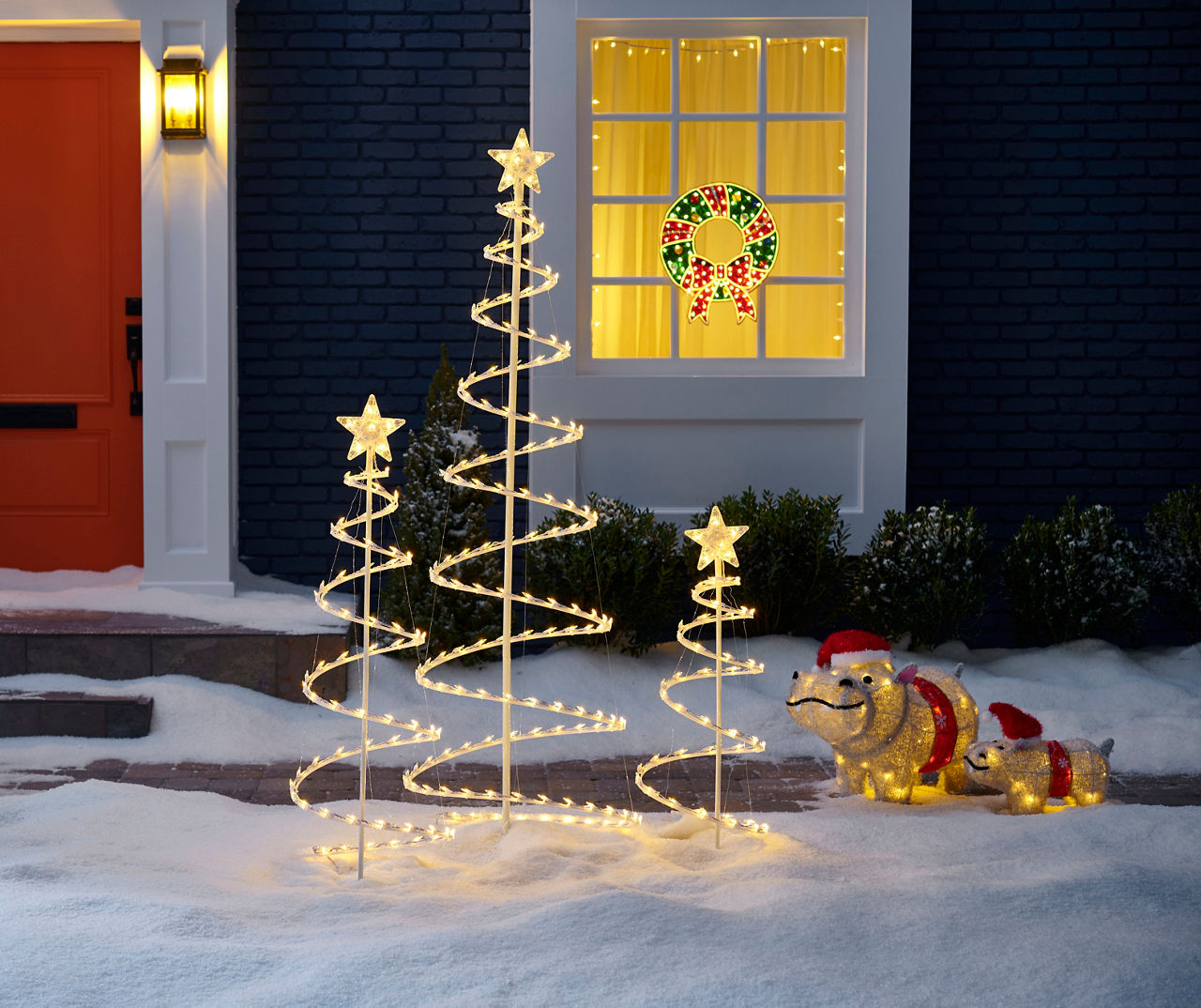 Winter Wonder Lane Light-Up Spiral Trees, 3-Piece Set | Big Lots