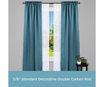 Living Colors Arts & Crafts 5/8" Standard Decorative Window Double Curtain Rod, 42-120", Black