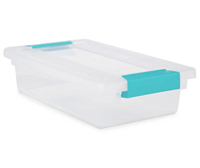 Small Clear Storage Box with Aqua Latch
