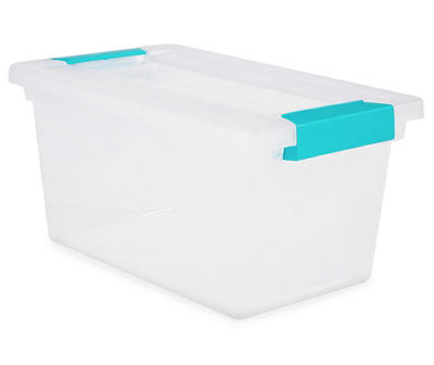 Medium Clear Storage Box with Aqua Latch