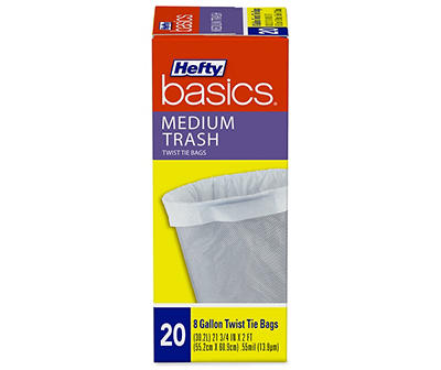 Hefty Basics 8 Gallon Twist Tie Medium Garbage Bags 20 ct Box