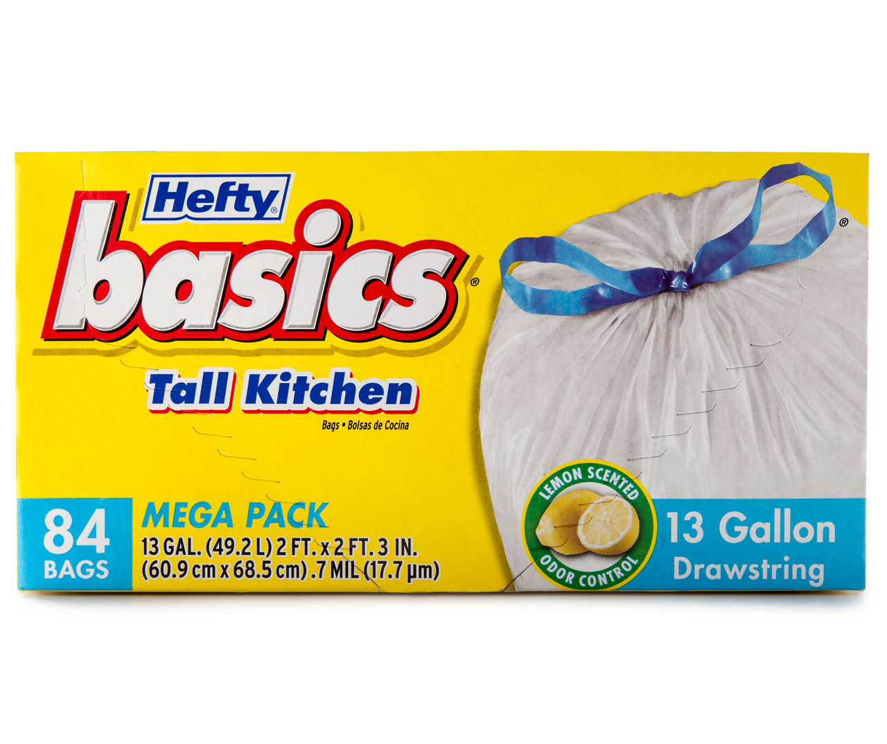 Hefty Basics 13-Gallon Lemon Scented Tall Kitchen Drawstring Trash