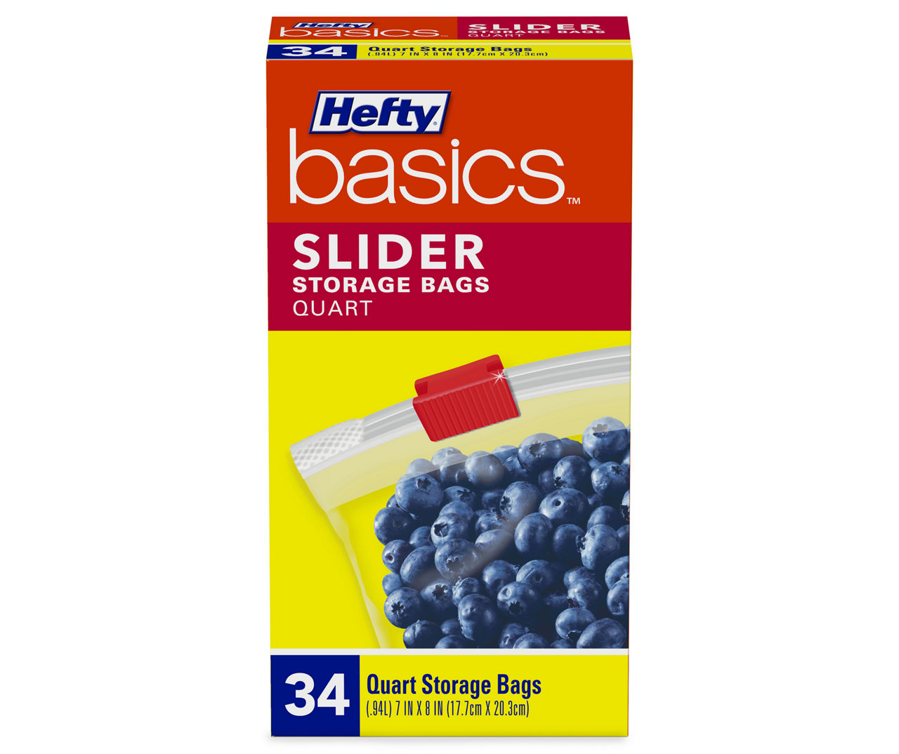 Hefty Basics 1-Quart Slider Storage Bags, 34-Count