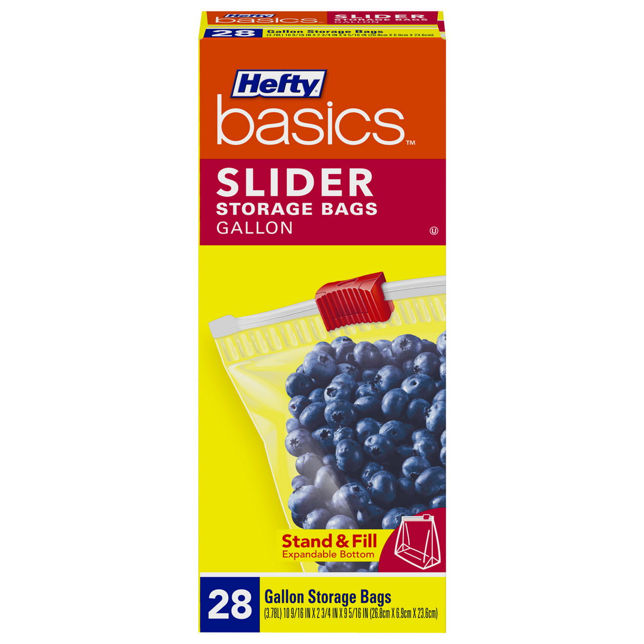 Hefty Basics 1-Gallon Slider Storage Bags, 28-Count