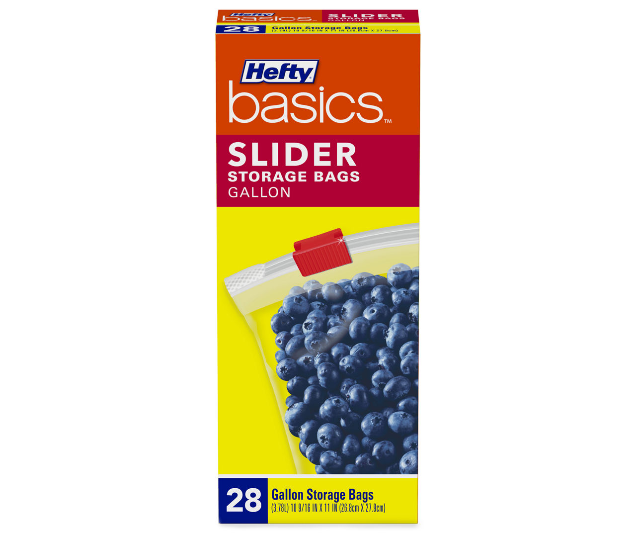 Hefty Basics 1-Gallon Slider Storage Bags, 28-Count