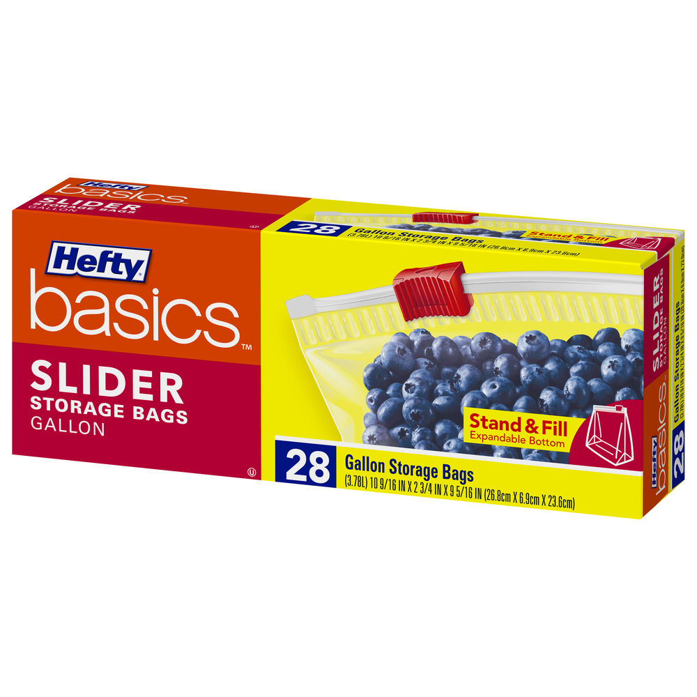 Hefty Stand & Fill 1-Gallon Slider Freezer Bags, 10-Count
