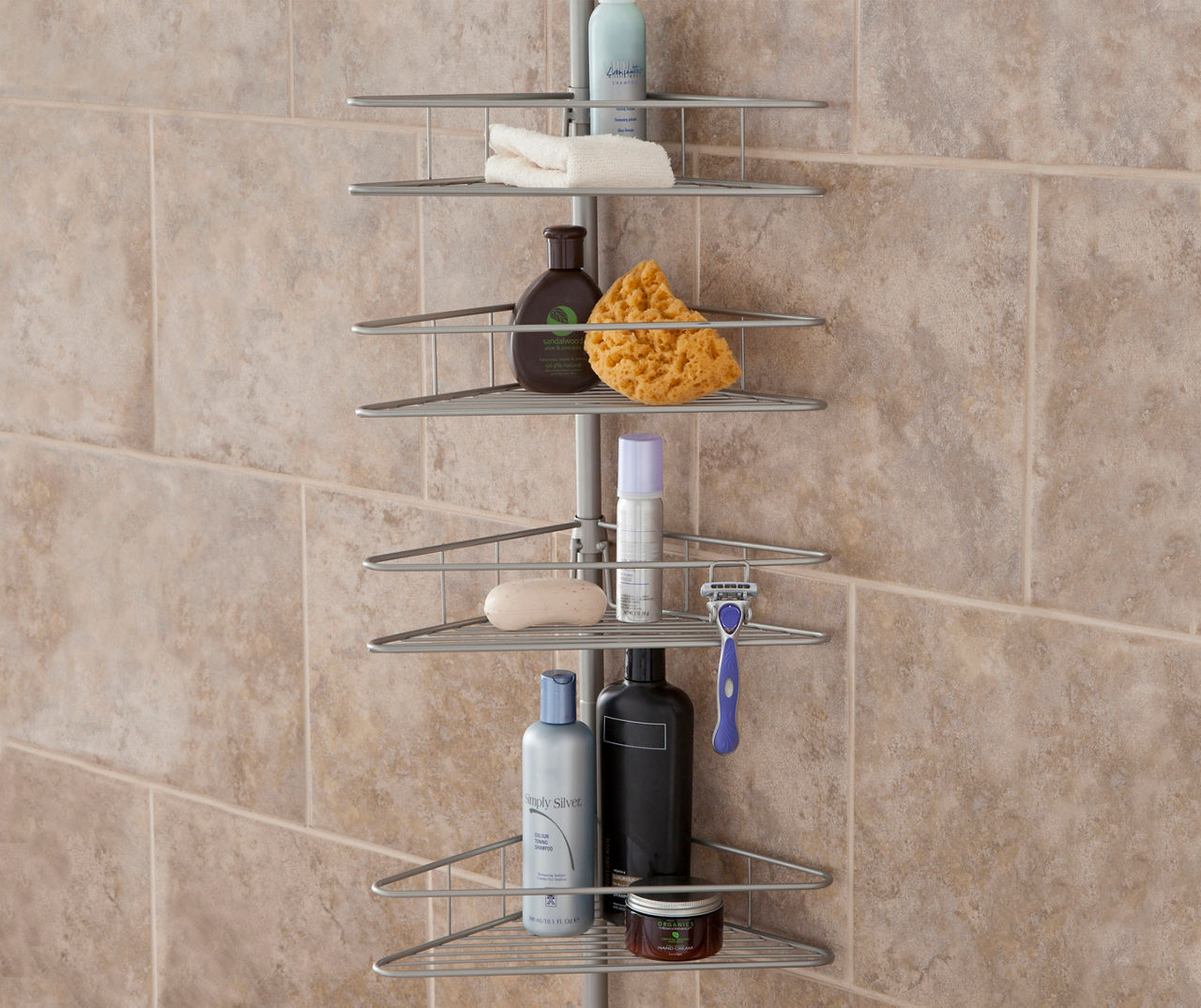 4-Layer Tension Pole Shower Caddy, Bathroom Shower Bath Caddy Corner  Storage Rack Wall Shelf