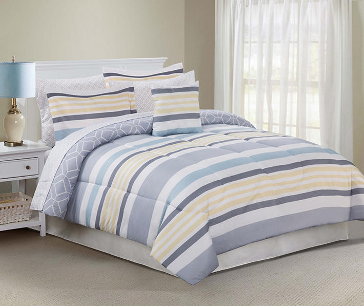 Just Home Jaymes Yellow & Gray Reversible Comforter Sets