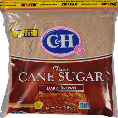Pure Dark Brown Cane Sugar Zip Pak, 32 Oz.