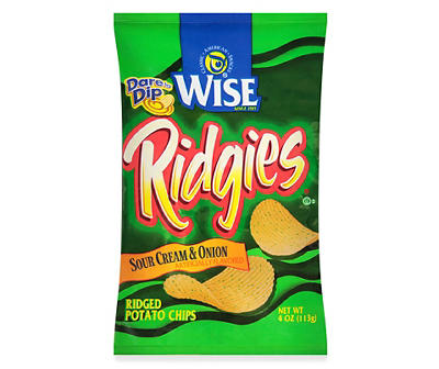 Wise Ridgies Sour Cream & Onion Ridged Potato Chips 4 oz. Bag
