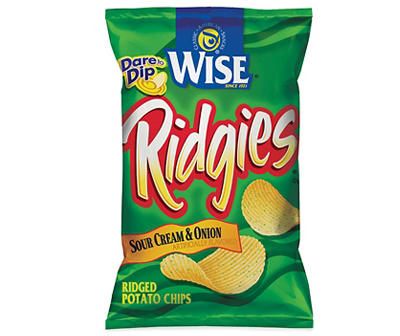 Wise Ridgies Sour Cream & Onion Ridged Potato Chips 4 oz. Bag