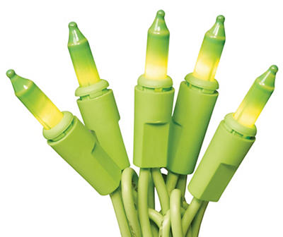 Neon Green Mini Light Set on Green Wire, 70-Count