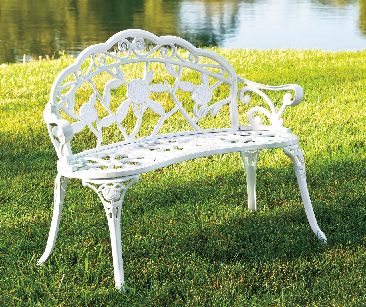 Wilson Fisher Vintage White Rose Cast Iron Garden Bench Big Lots