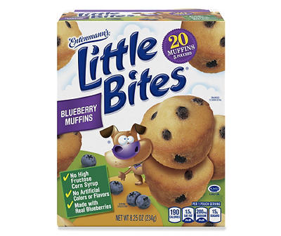 Entenmann’s Little Bites Blueberry Muffins, 8.25 oz, 5 Count Pouches of Mini Muffins