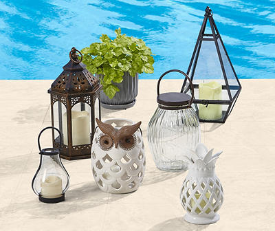 Wilson & Fisher Glass Carved Battery Operated Lantern