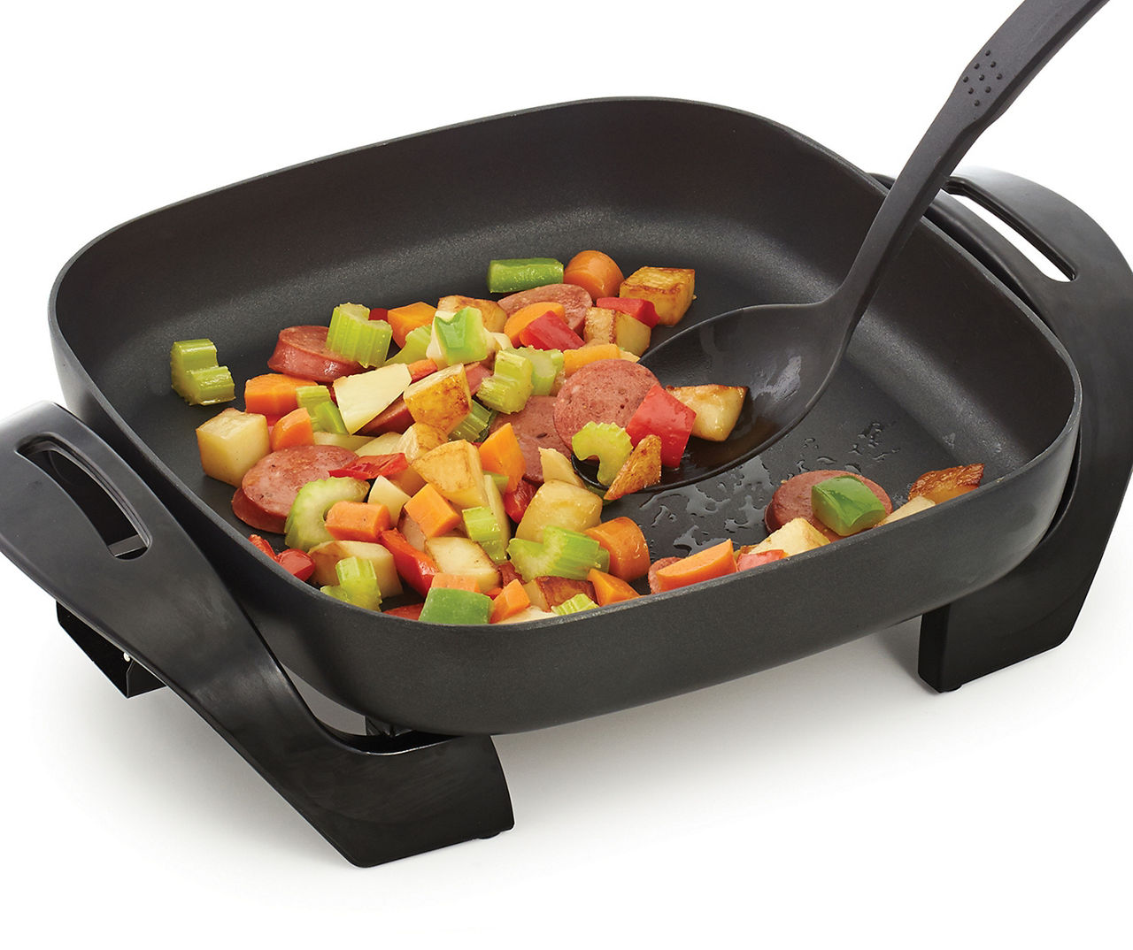 BELLA Electric Skillet and Frying Pan with Glass Lid, Nonstick Coating,  Cool Touch Handles, Removable Heating Probe, Dishwasher Safe, 12 x 12 inch