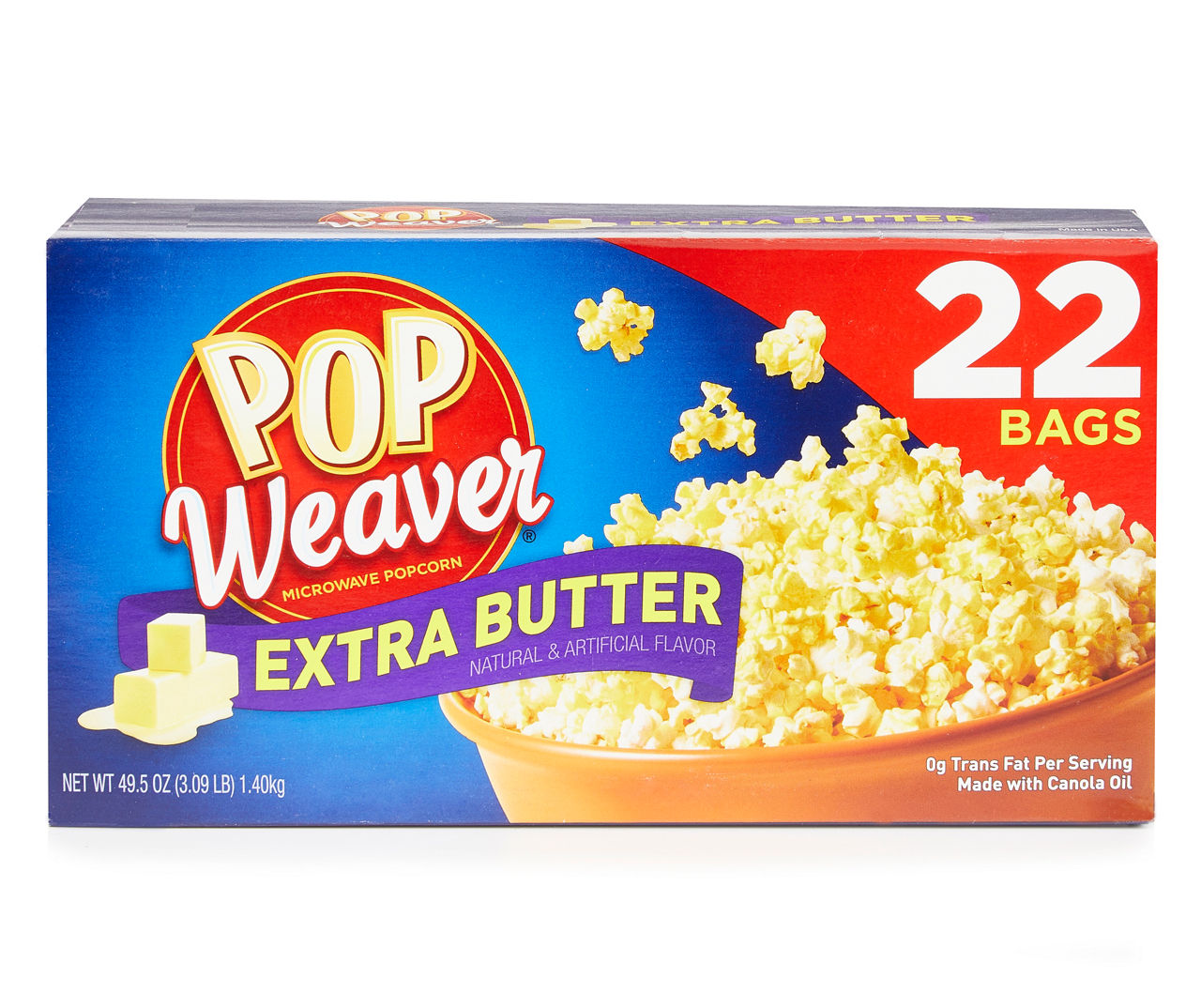 Pop Weaver Extra Butter Microwave Popcorn, 22Pack Big Lots