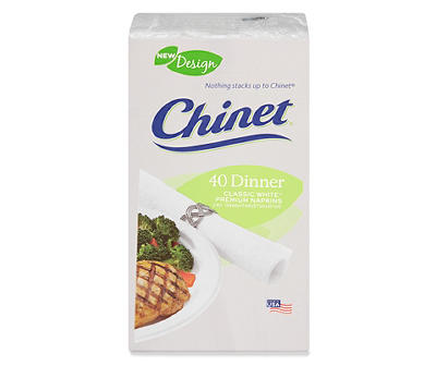 Chinet Classic White Premium Dinner Napkins 40 ct Pack