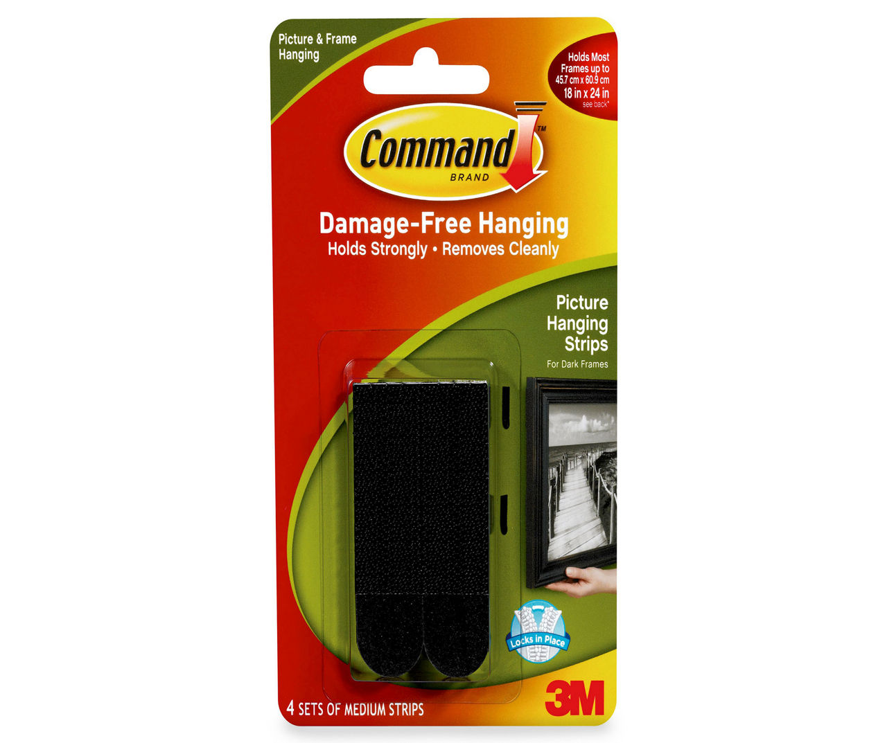 3M Black Command Medium Picture Hanging Strips, 4-Pack