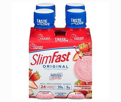 SlimFast Original Strawberries & Cream Meal Replacement Shakes 4-11 fl. oz. Bottles
