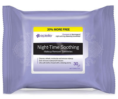 Night-Time Soothing Makeup Remover Towelettes, 30-Count