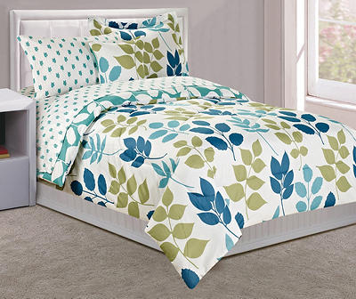 Dan River Green & Blue Leaf Print Comforter Sets