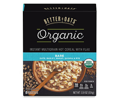 Better Oats Organic Bare Instant Multigrain Hot Cereal with Flax 11.8 oz. Box
