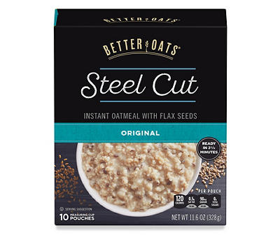 Better Oats Steel Cut Original Instant Oatmeal with Flax Seeds 10 ct Box